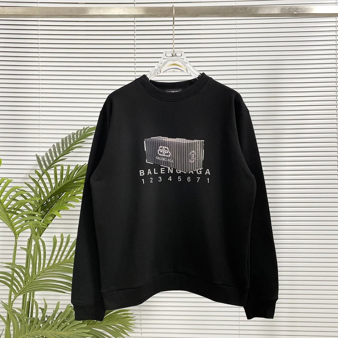 Balenciaga Hoodie Digital Printing logo Round Neck Sweatshirt Long Sleeve Base Shirt Jacket Top Fashion Unisex Sports Casual Loose Fit Versatile Autumn Winter New Arrival