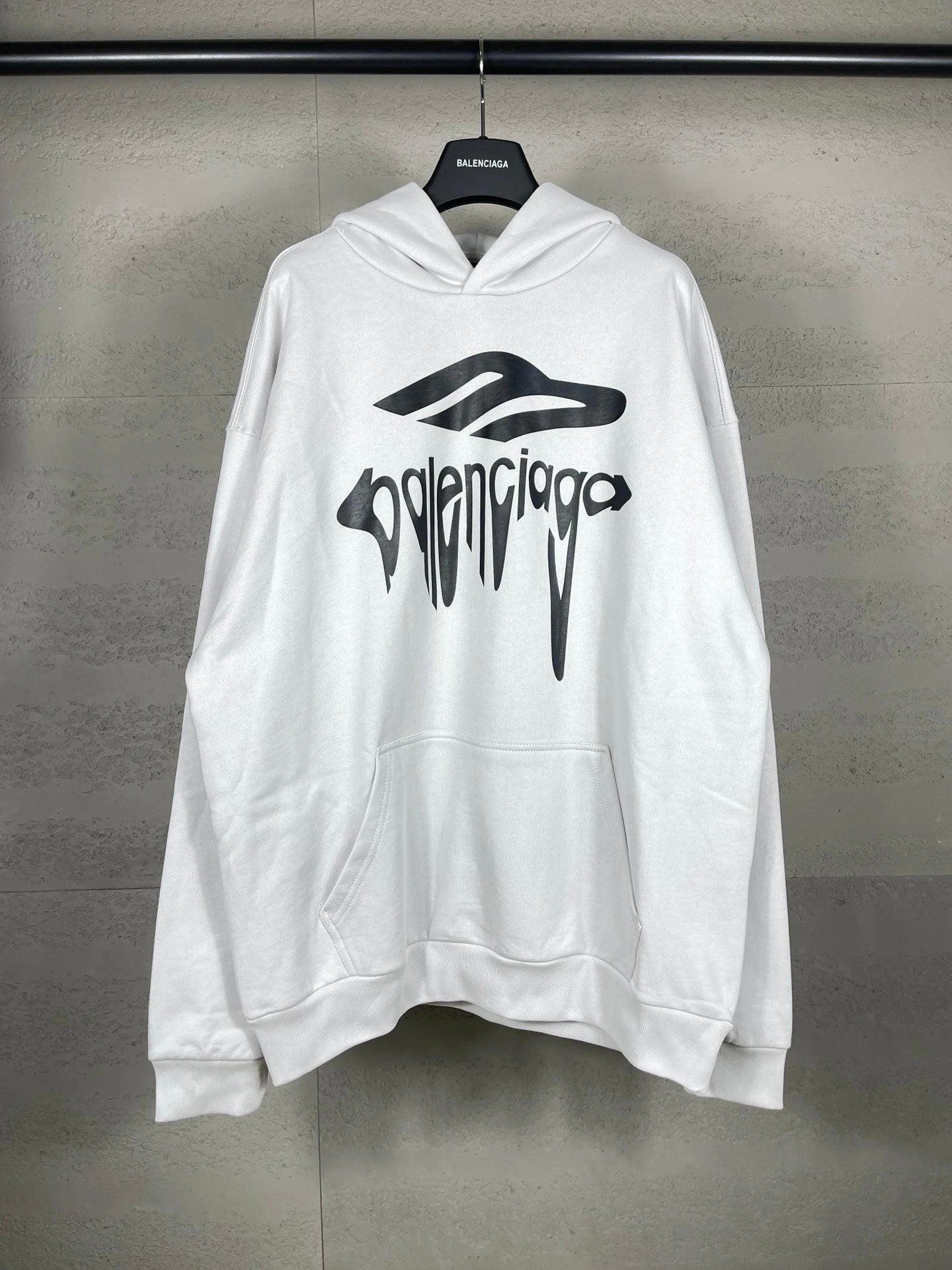 Balenciaga Hoodie 3M Artistic Letter Print Washed Distressed Hoodie Sweatshirt Unisex Sports Casual OS Loose fit versatile style