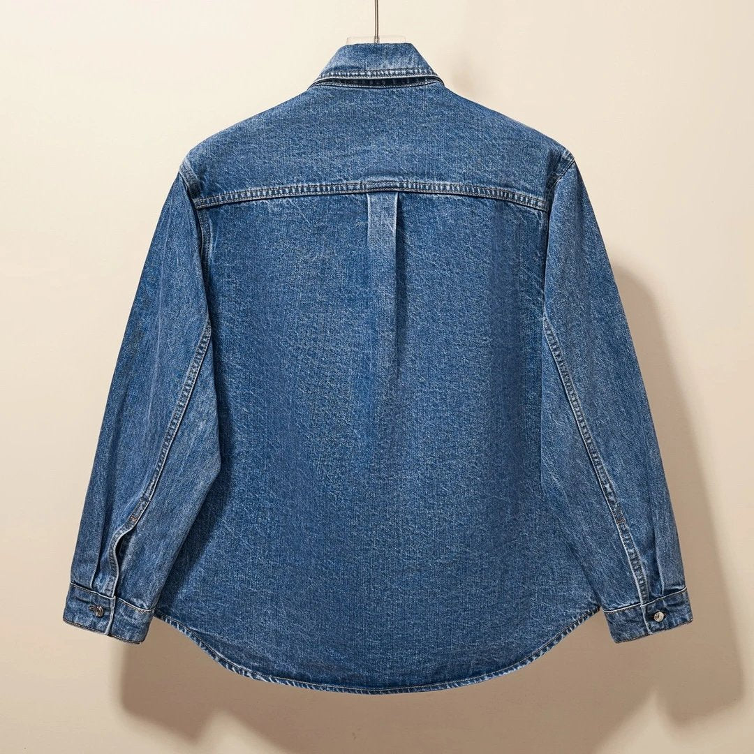 Dior Jackets Embroidered Denim Jacket Fashion Simple Heavy Casual Short Unisex Washed Vintage Turn-down Collar Jacket