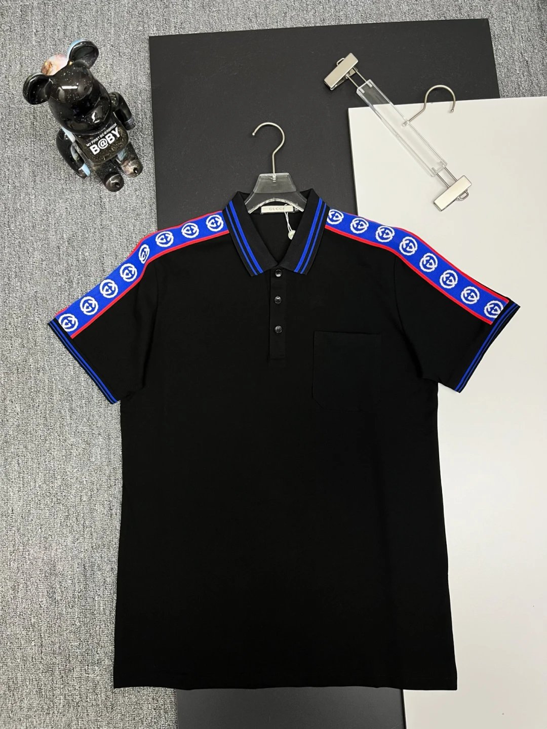 Gucci T-shirt Double Shoulder Brand Webbing logoPOLO Short Sleeve Turn-down Collar Shirt Unisex Summer Loose Fit T Business Commuter Short Sleeve Shirt Plus Size
