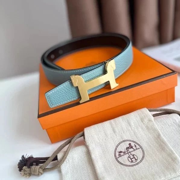Hermes Belt Top version 【New products in stock】Genuine Leather Belt Business Casual Unisex H Buckle Belt Double-Sided Available Pant Belt32mm