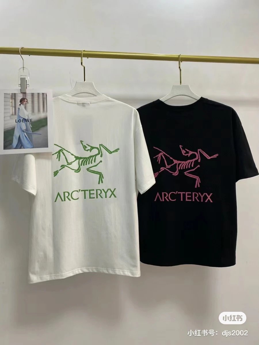 Arc'teryx T-shirt Back with Large Letter Print logo round Neck Short Sleeve25ss New Pure Cotton Unisex Style T T-shirt OS Loose Fit Base Shirt Top Half Sleeve T-Shirt