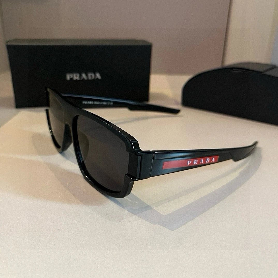PRADA Sunglasses Oval Frame Sunglasses Slimming No Prescription UV Protection for Men and Women Couples Driving Beach Fishing25ss New Sports Casual Versatile