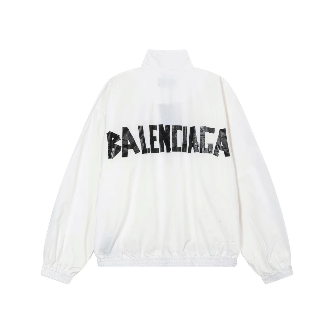 Balenciaga Jackets 3D Tape Letters LOGO Printed Stand Collar Jacket Casual Loose Versatile Cardigan Sportswear os Unisex Style24ss Autumn and Winter New Products