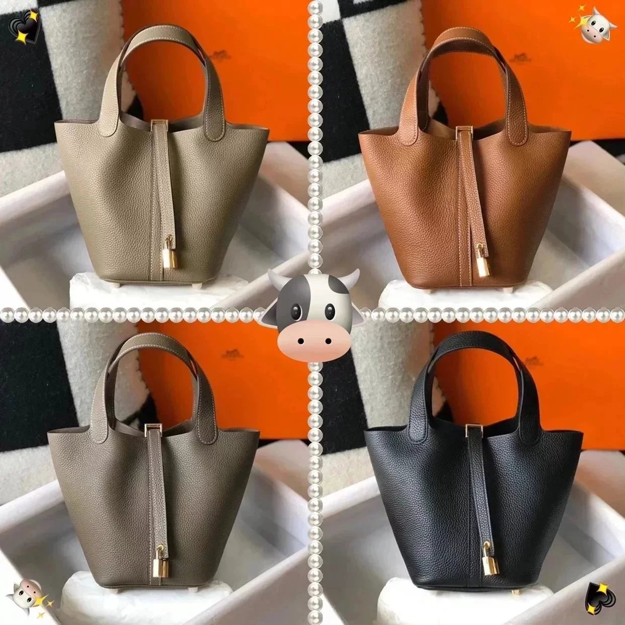 Hermes women's bag Top version Women's Bag21New Handmade picotin Bucket Bag1822Vegetable Basket Bucket Bag Handbag