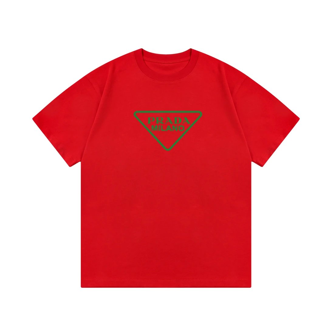 PRADA T-shirt Chest Letter Direct Spray Printing Logo Logo Crew Neck Short Sleeve25ss New Pure Cotton Unisex Style T T-shirt OS Loose Fit Base Shirt Top Half Sleeve T-Shirt