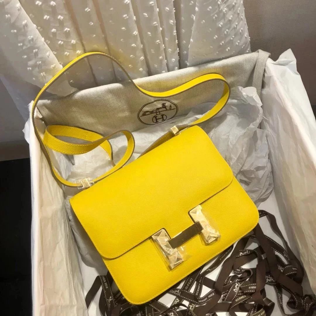 Hermes women's bag Top version 【H Handmade Custom】Stewardess Bag Constance Bag constance Silver Buckle Gold Buckle EP Women's Leather Crossbody Shoulder Bag2424