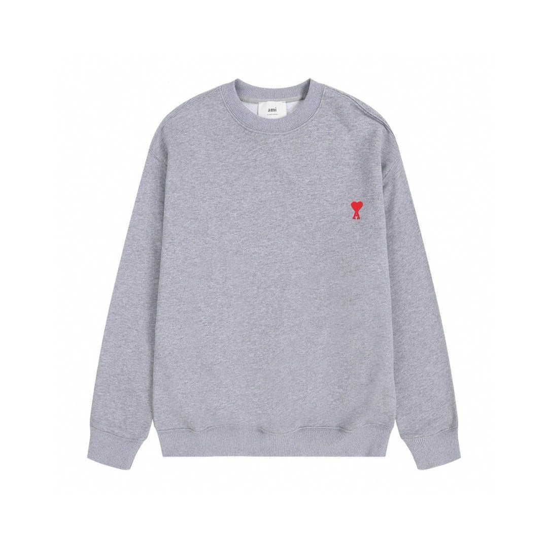Ami Hoodie Top Version Small Icon Love Embroidered Men's and Women's Same round-Neck Pullover Top