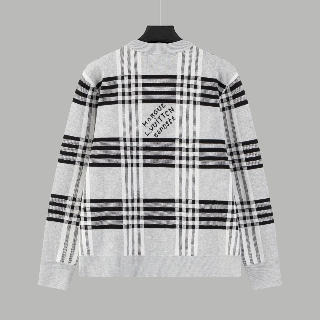 Louis Vuitton LV Sweater Checkerboard Pattern Round Neck Sweater Long Sleeve Pullover Thickened Lazy Style OS Loose Fit Unisex Knit Top Jacket Versatile Casual Wearable Inside and Outside