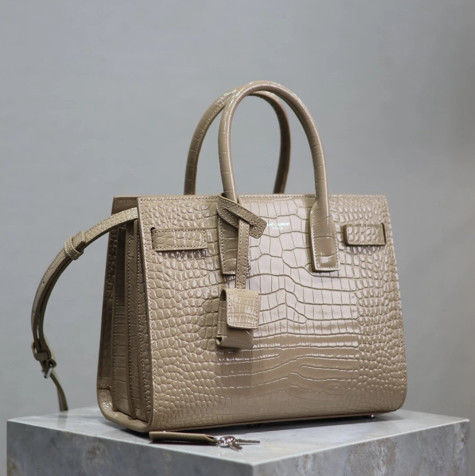 YSL Women's Bag Top version 【Super Original Leather】New File Holder Series sacdejour Tote Bag Crocodile Pattern Cowhide Portable Large Tote Tote Bag Yang Shulin SDJ File Holder Shopping Bag Women's Handbag Large Capacity Women's Bag Handbag