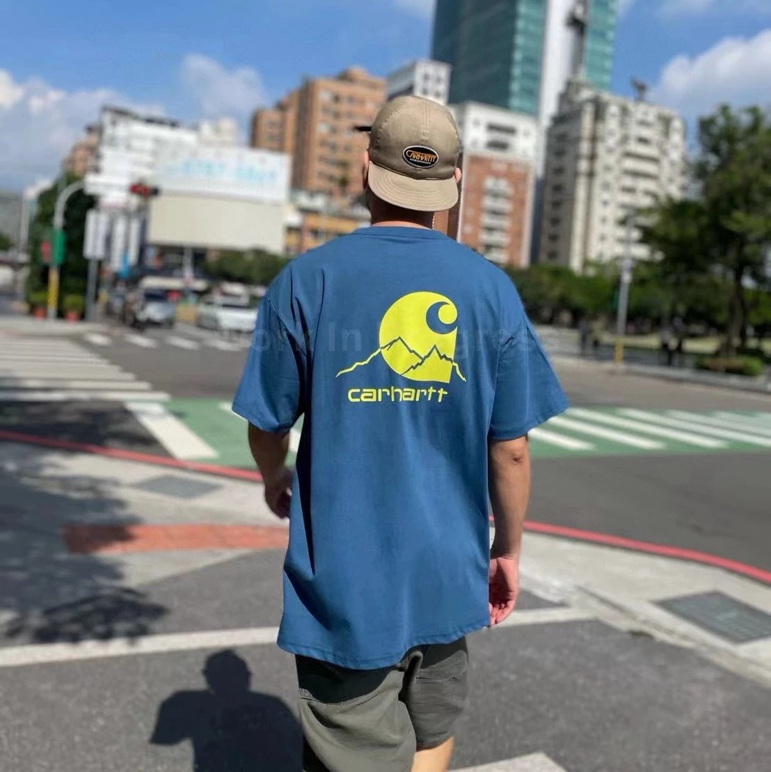 Carhartt T-Shirt Top Version Classic Mountain Snow Mountain Printing Men and Women Same Style Fashion Brand Loose-Fitting Pure Cotton Short Sleeves T T-shirt