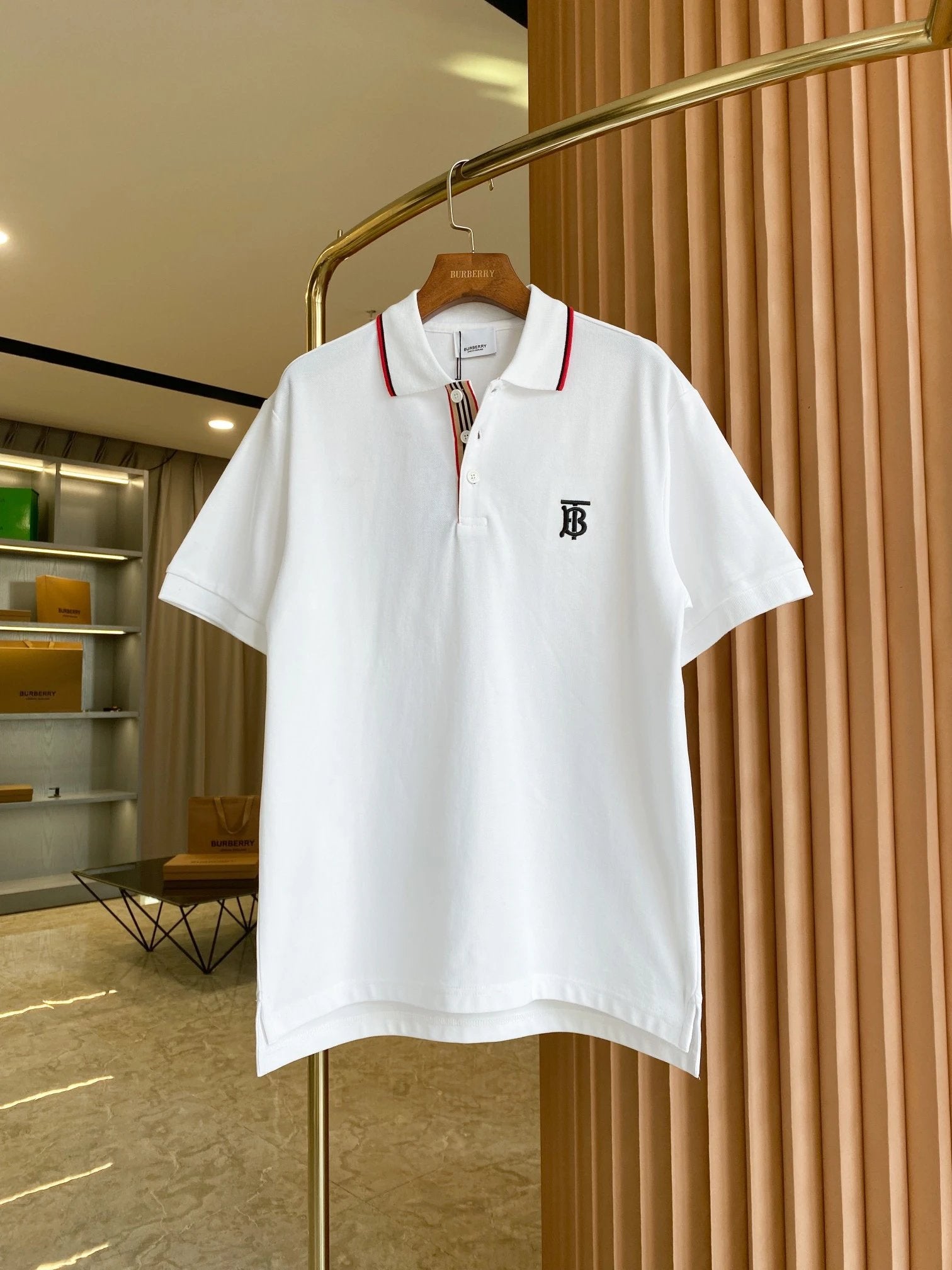 Burberry T-shirt Chest B Letter Embroidery logoPOLO Shirt Lapel Short Sleeve25ss New Unisex Summer Short Sleeve OS Loose T Business Half Sleeve Shirt Plus Size T-Shirt