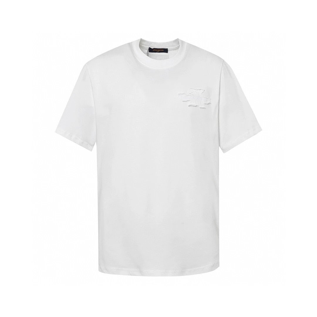 Louis Vuitton LV T-shirt Front patch with Sanskrit text on the back logo round Neck Short Sleeve25ss New Pure Cotton Unisex Style T T-shirt OS Loose Fit Base Shirt Short Sleeve T-Shirt Top