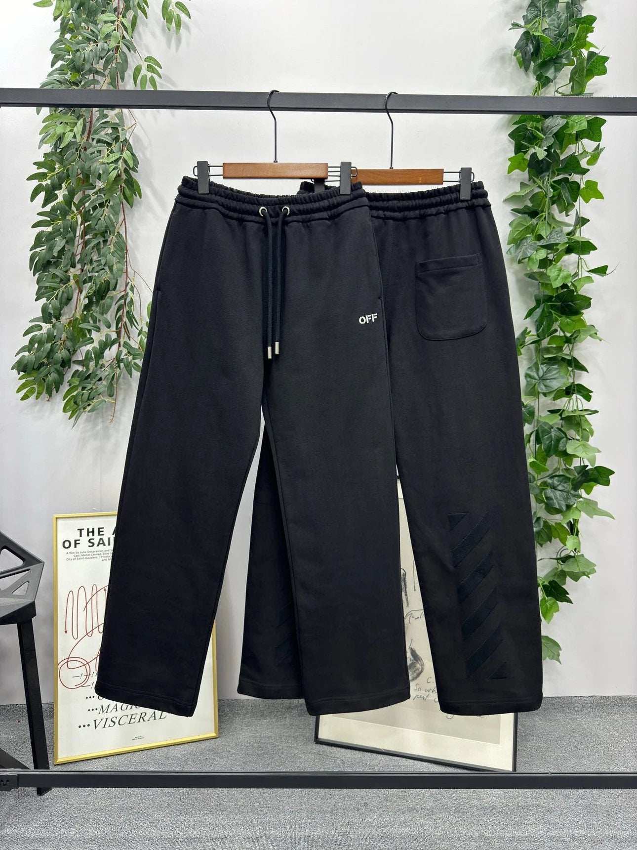 OFF-White Sweatpants Top Version Counter Same Style Pure Cotton Spring and Autumn Pants Men's Casual Sweatpants Loose Track Pants Fashionable Trousers