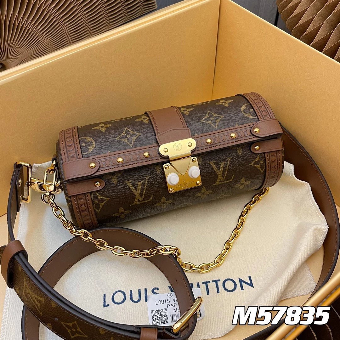 Louis Vuitton LV Women's Bag Top version Original Order2021New Women's Bag round Bag Papillon Flip Chain Bag Baguette Bag Flip Chain Crossbody Clutch round Bag Women's Bag