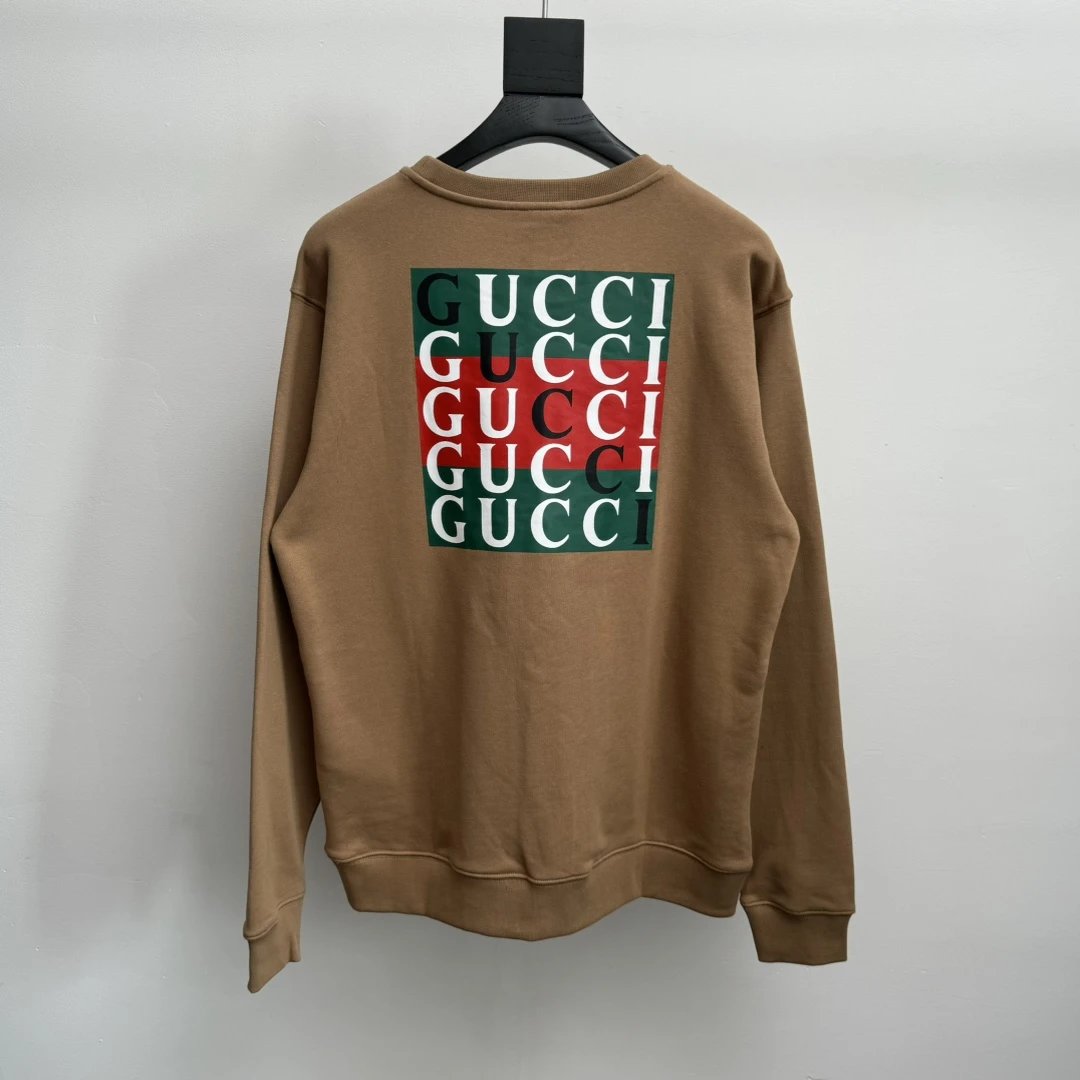 Gucci Hoodie Five-Row Letter Print Crewneck Sweatshirt Casual Loose Fit Pure Cotton Terry Pullover Sportswear Top Unisex24ss Autumn and Winter New Products