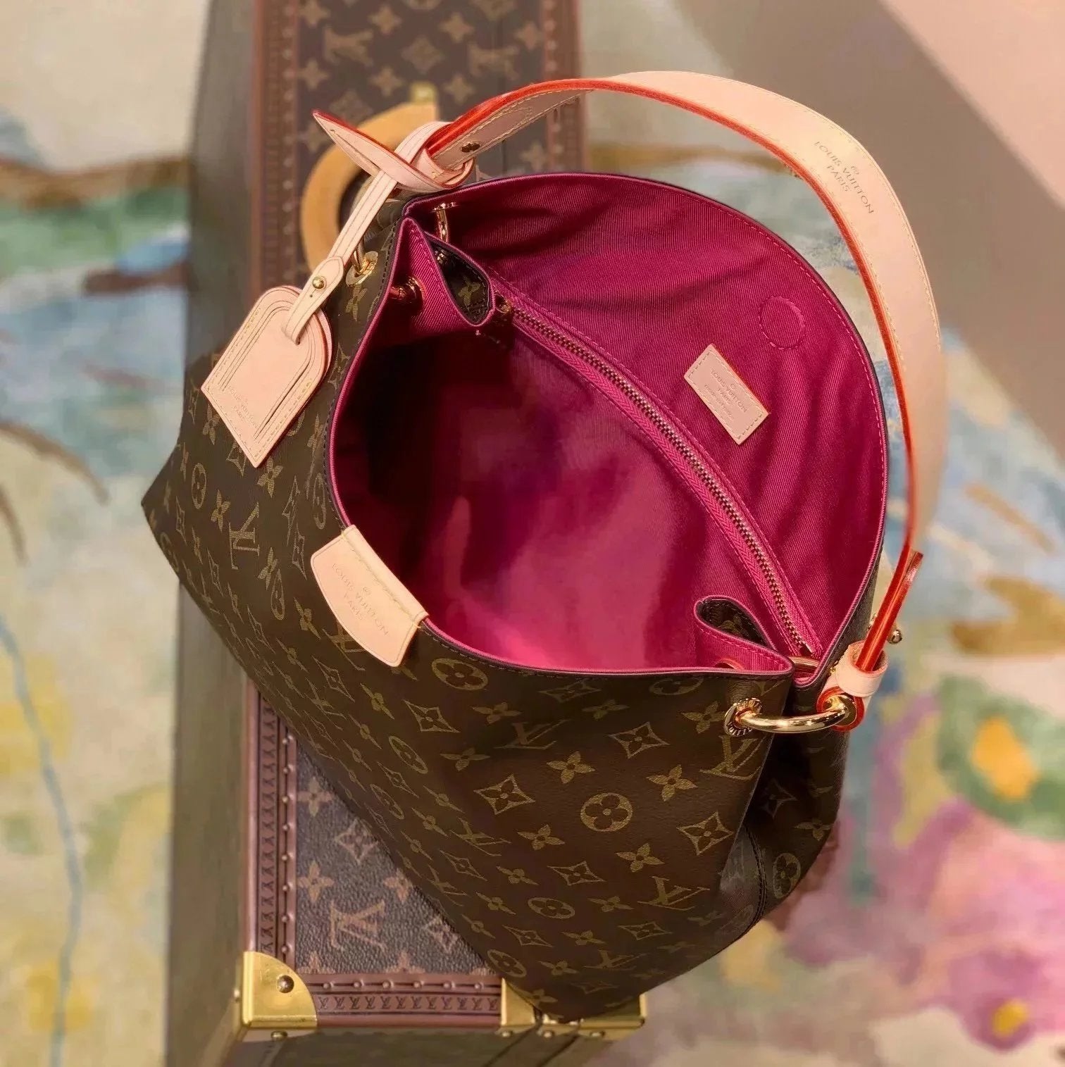 Louis Vuitton LV Women's Bag Top version Internet Hot Big Bag Presbyopic Women's Bag New Graceful Small Size Handbag Tote Bag Wide Shoulder Strap Handbag Shopping Bag Shoulder Bag Messenger Bag Mummy Bag M43700M43703