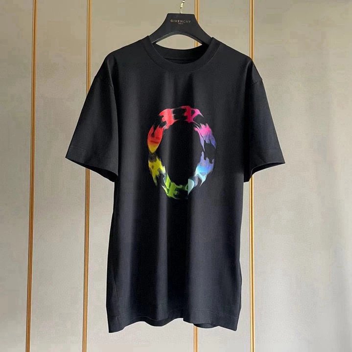 Givenchy T-shirt Top Version Counter Same Collection2Short Sleeve T T-shirt Summer Fashion Men's and Women's Same Mercerized Cotton Printing