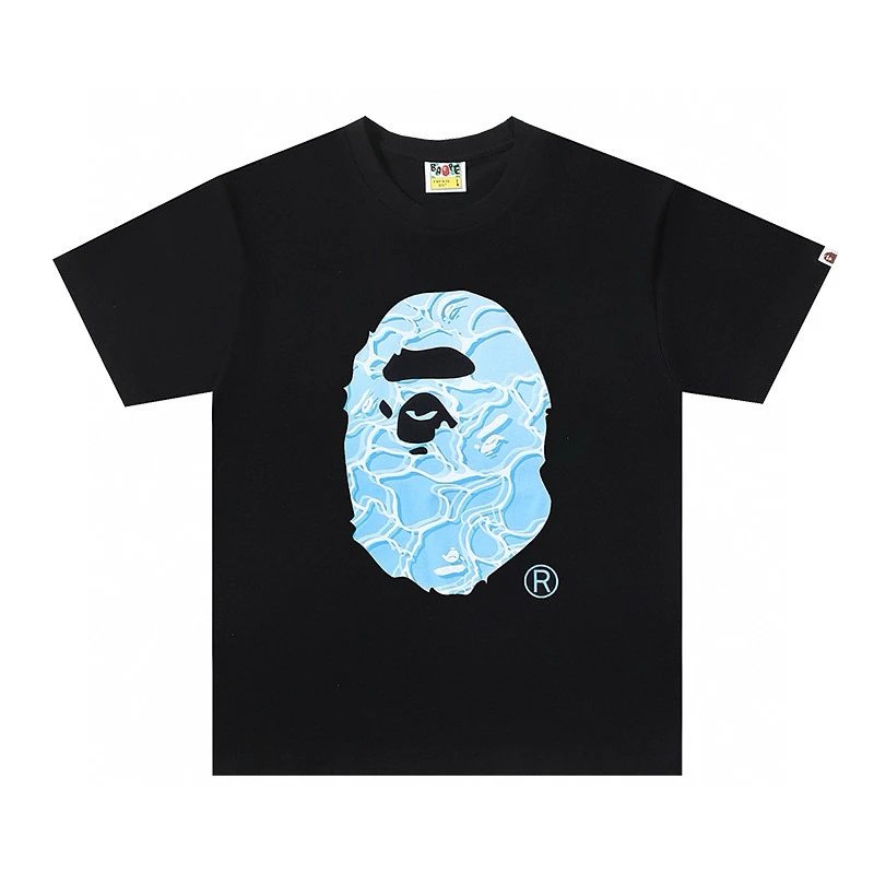 Bape T-shirt Top Version Fashion Brand Small Icon Embroidered Men's and Women's Short Sleeve T T-shirt Couple Cotton Printed round Neck Half Sleeve