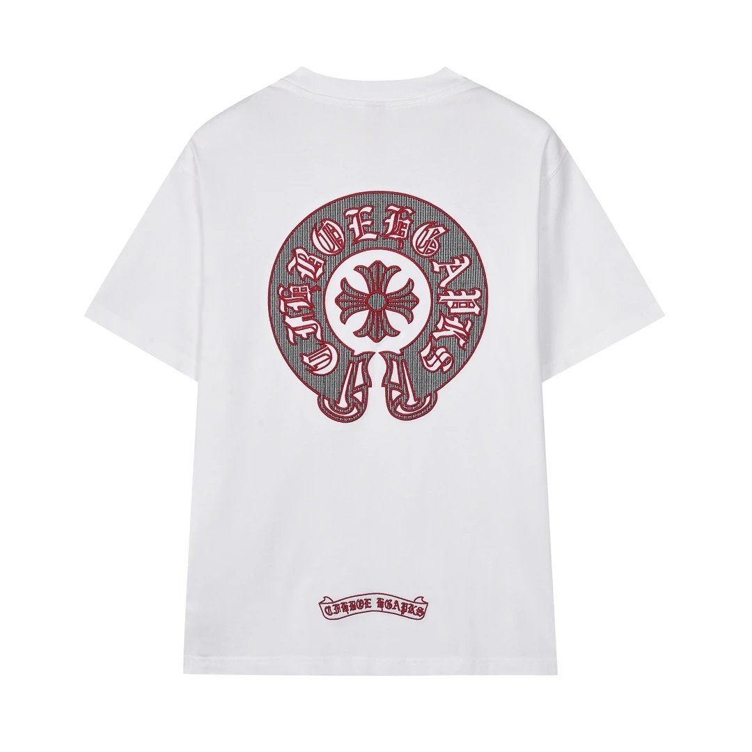 Chrome Hearts T-shirt Backside Lettering in Sanskrit Print logo round Neck Short Sleeve25ss New Pure Cotton Unisex Style T T-shirt OS Loose Fit Base Shirt Half Sleeve T-Shirt Top Half Sleeve