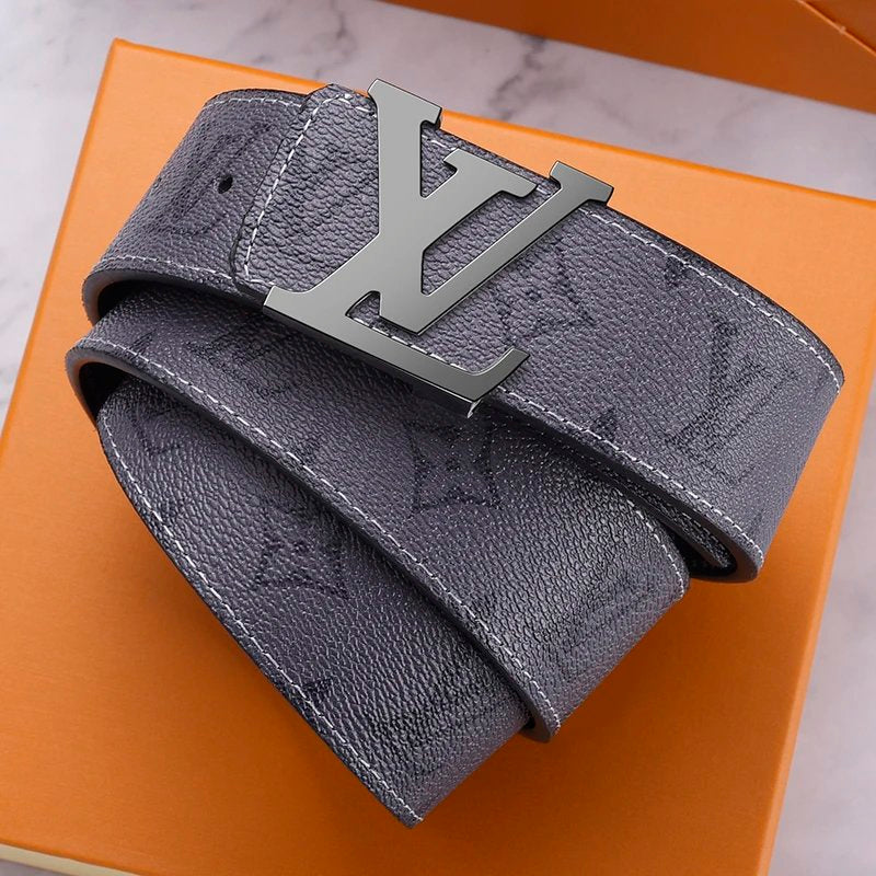 Louis Vuitton LV Belt Belt Men's Light Luxury Cowhide Pant Belt Big Brand High-Grade Fine Steel Letter Buckle Business Casual All-Match Genuine Leather Belt