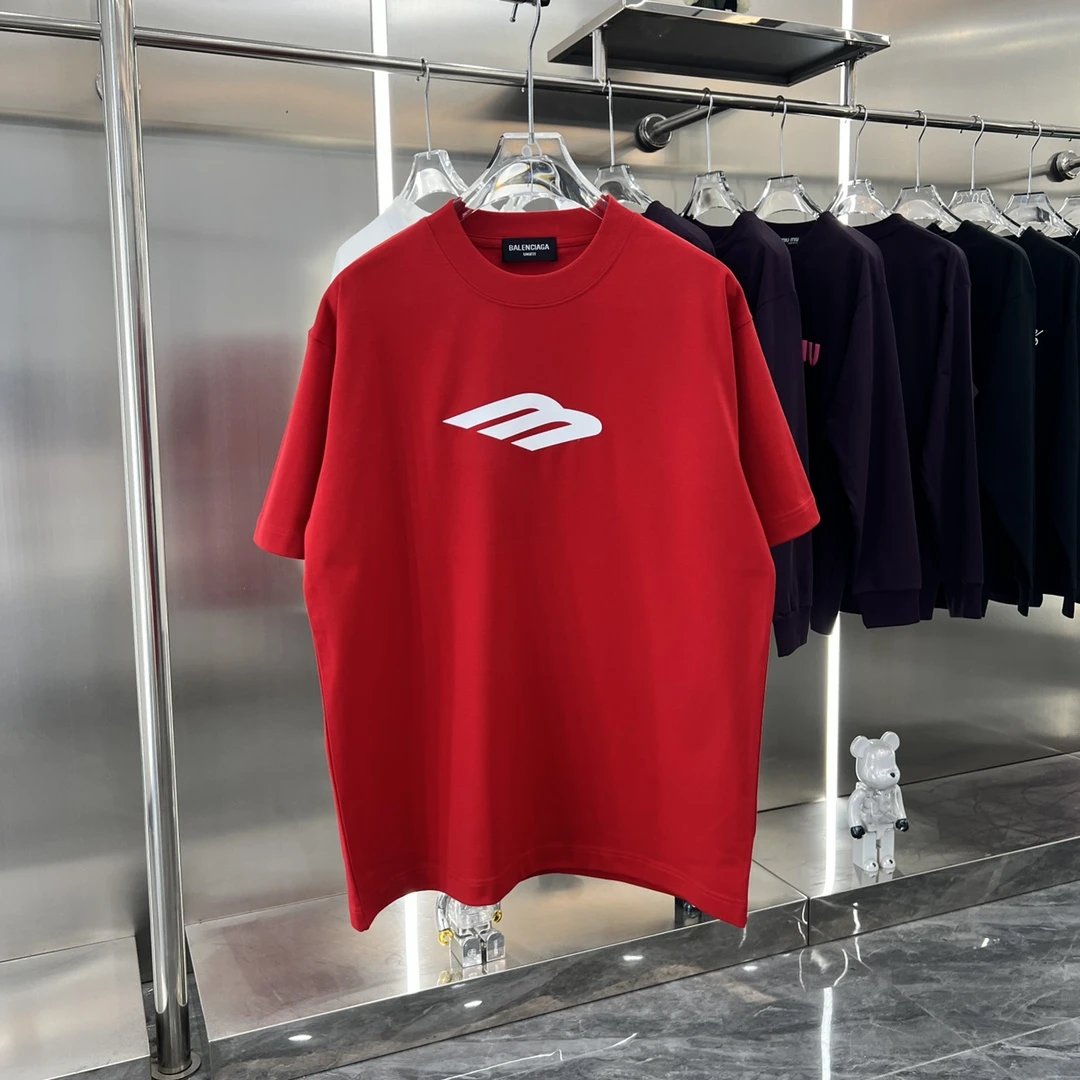 Balenciaga T-shirt Three-Dimensional Silicone M Round Neck Short Sleeve Pure Cotton Unisex T Shirt Bottoming Shirt OS Loose Fit T-Shirt