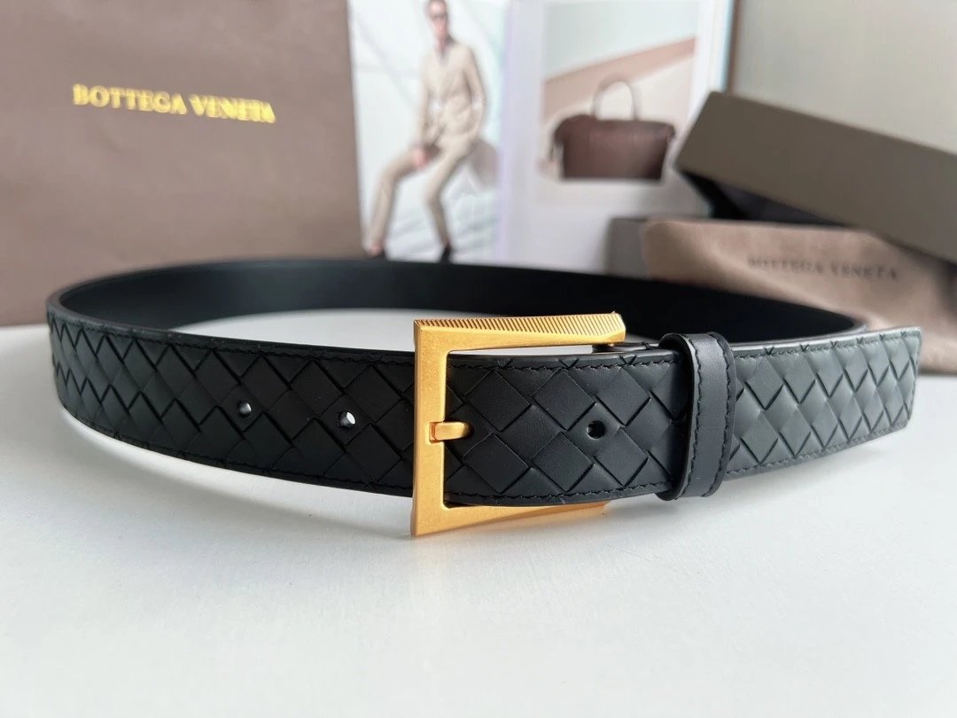 Bottega Veneta Belt 【First Layer Cowhide】Counter Version Free Packaging New Belt Men's First Layer Cowhide Hand-Woven Calfskin Belt Fashion All-Matching3.5cm Pant Belt Men and Women Business Casual Belt Belt Men's Leather Belt