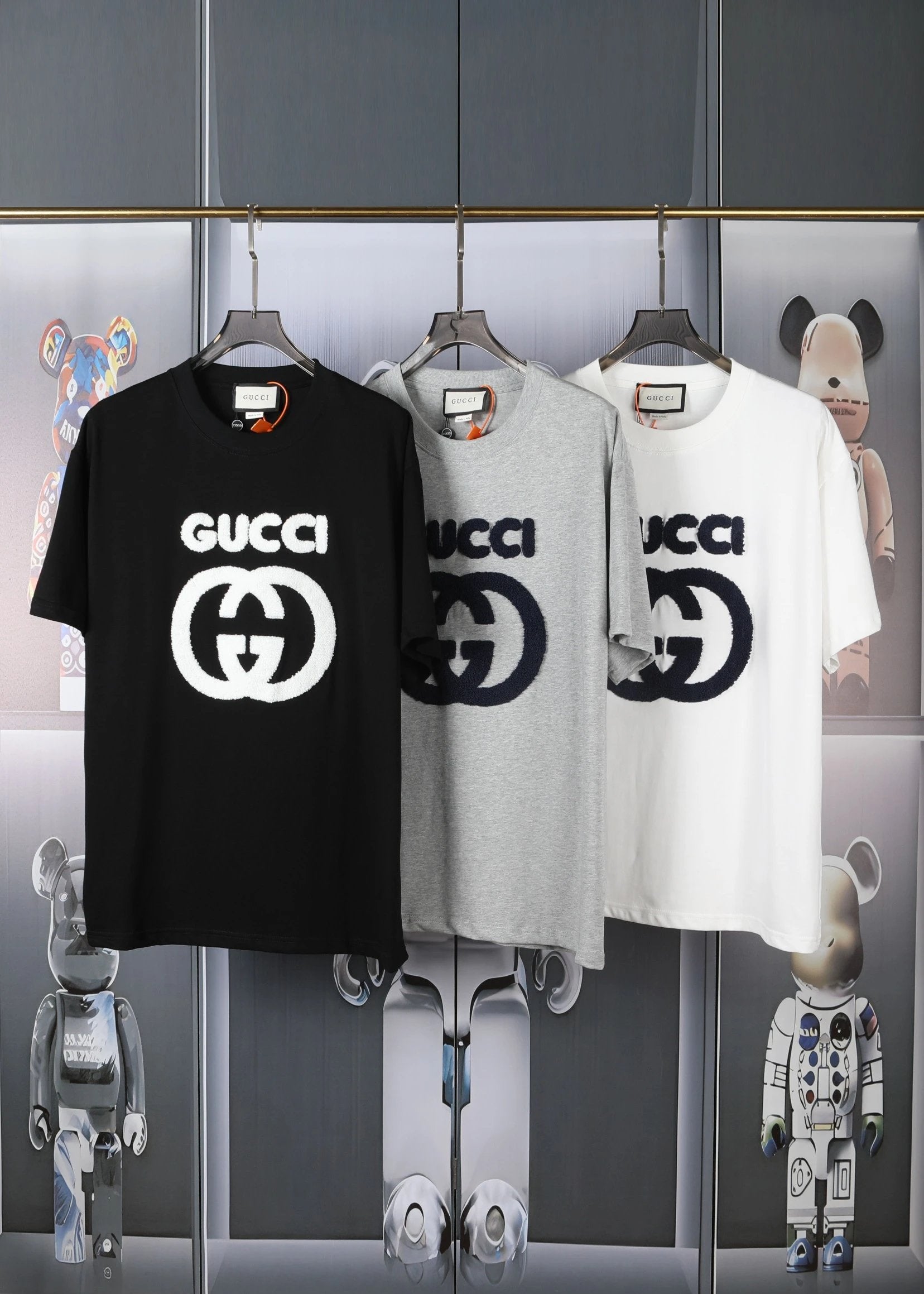 Gucci T-shirt Double G Toothbrush Embroidery logo round Neck Short Sleeve25ss New Pure Cotton Unisex Style T T-shirt OS Loose Fit Base Shirt Short Sleeve T-Shirt Top