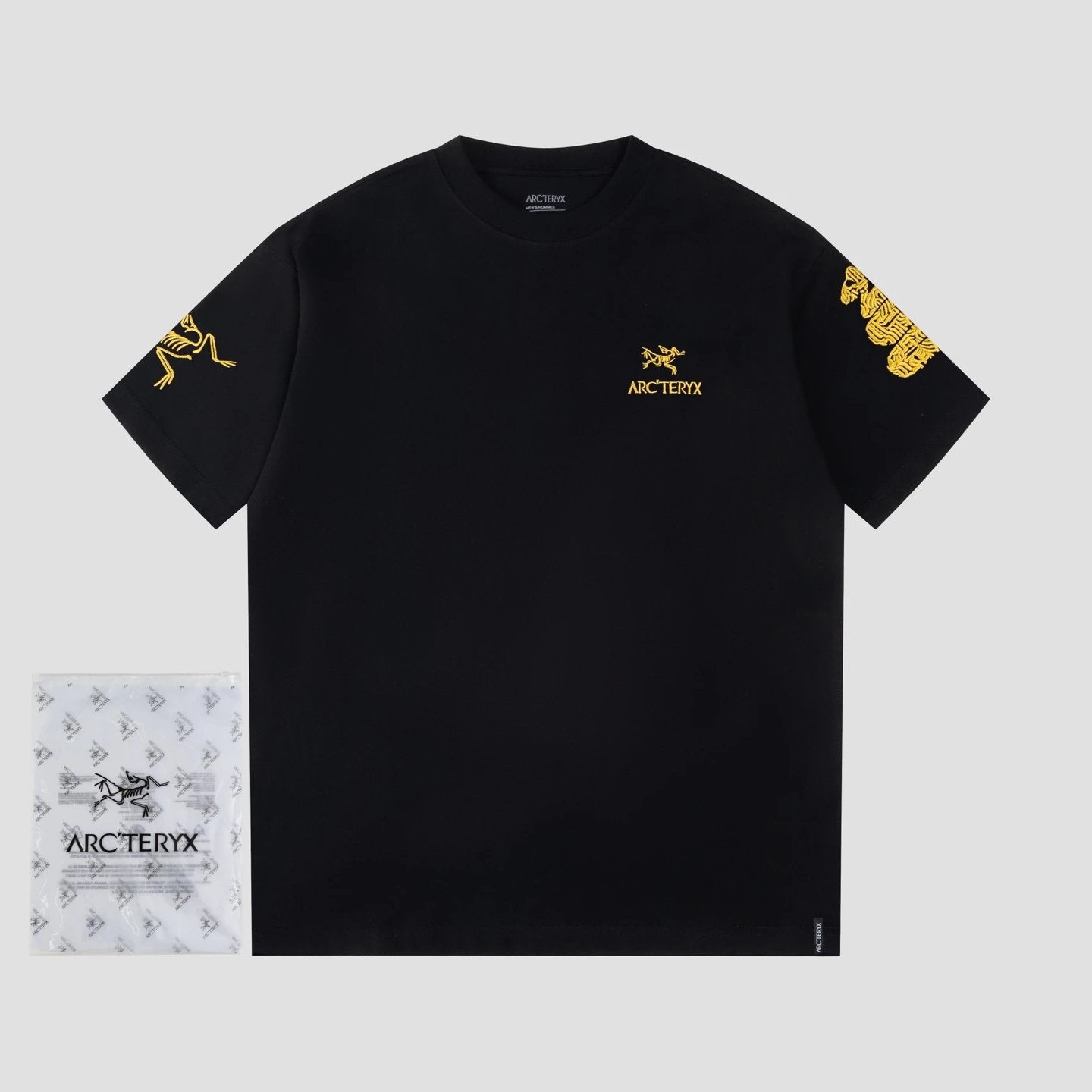 Arc'teryx T-shirt Double Sleeve Dragon and Snake Embroidery logo round Neck Short Sleeve25ss New Pure Cotton Unisex Style T T-shirt OS Loose Fit Base Shirt Half Sleeve T-Shirt Top Half Sleeve