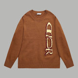 Dior Sweater Early Spring Round Neck Knitted Sweater Long Sleeve Pullover Unisex Thickened Top Versatile Casual Coat Lazy Style OS Loose fit