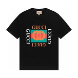 Gucci T-shirt Square Letter Print on Chest logo round Neck Short Sleeve25ss New Pure Cotton Unisex Style T T-shirt OS Loose Fit Base Shirt Top Half Sleeve T-Shirt
