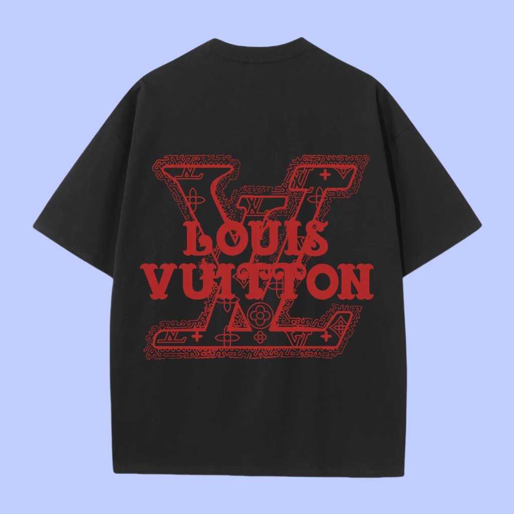 Louis Vuitton LV T-shirt Red brand print on the chest logo round Neck Short Sleeve25ss New pure cotton T Unisex T-Shirt OS Loose Fit Base Shirt Top Half Sleeve T-Shirt