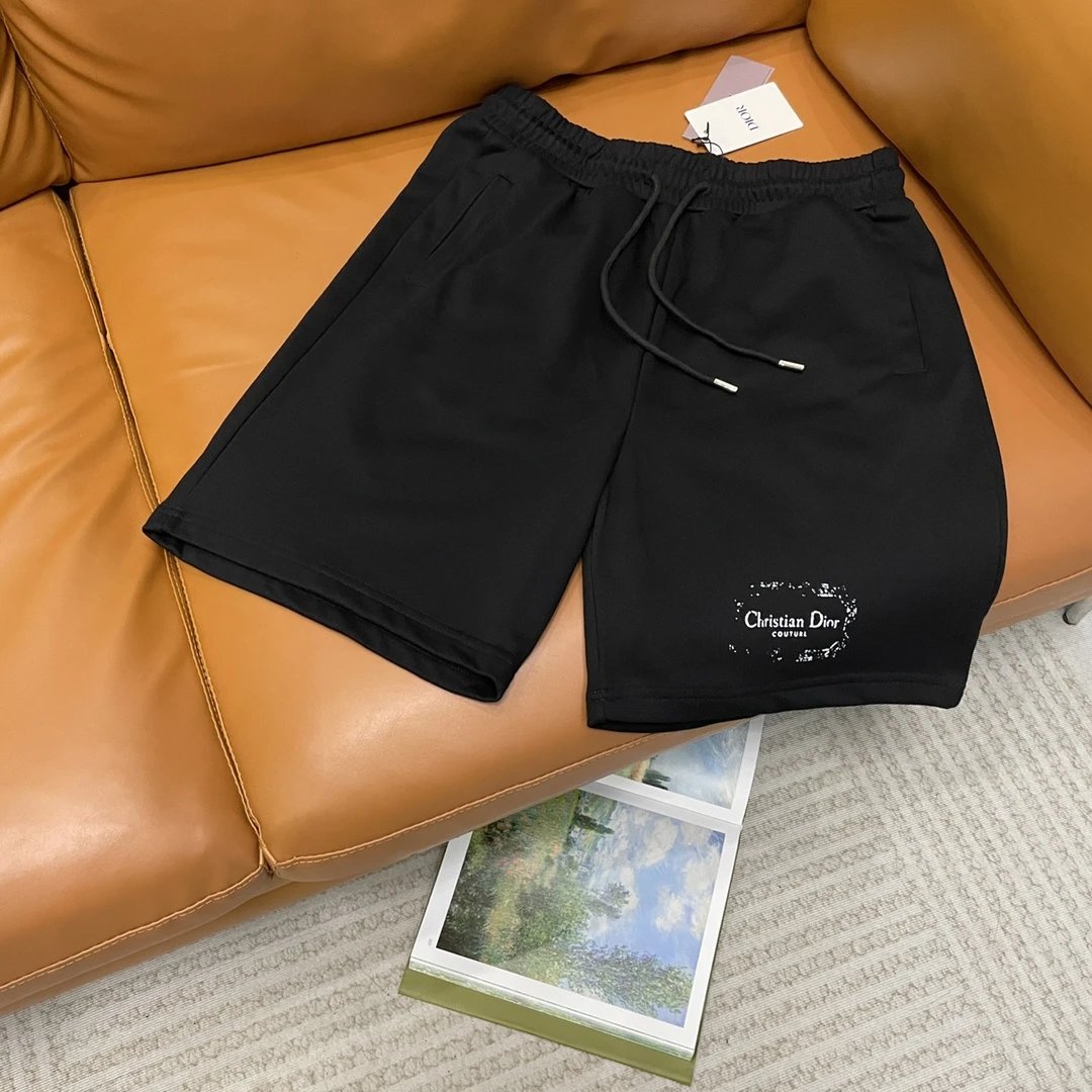 Dior shorts Graffiti Spray Paint Letters logo Five-point Shorts25ss New Drawstring Casual Summer Pants American Style5Two-in-One Casual Sweatpants for Men and Women, Pure Cotton Joggers