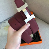 Hermes Belt Top version 3.2/3.8Men's Women's Belt Genuine Leather Double-Sided Belt Italy Imported Cowhide Leather Pure Original Leather Pure Steel Buckle Litchi Pattern h Home h Buckle1