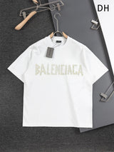 Balenciaga T-shirt Vintage Masking Tape with Letter Print logo round Neck Short Sleeve25ss New pure cotton T Unisex T-Shirt OS Drop Shoulder Loose Fit Base Shirt Top T-Shirt Short Sleeve