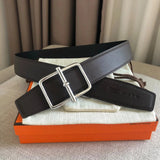 Hermes Belt Top version Double-Sided Head Layer Cowhide Leather Belt Women's Belt Men's Leather Belt Leather Belt for Men and Women h Home Belt3.8cm
