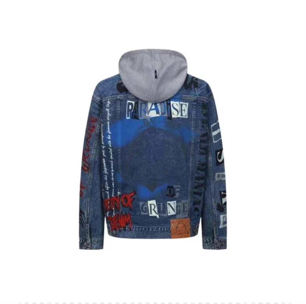 Evisu Jackets Top Version Autumn Graffiti Buddha Head Printing Denim Jacket Coat Men and Women Couple Loose Casual Denim