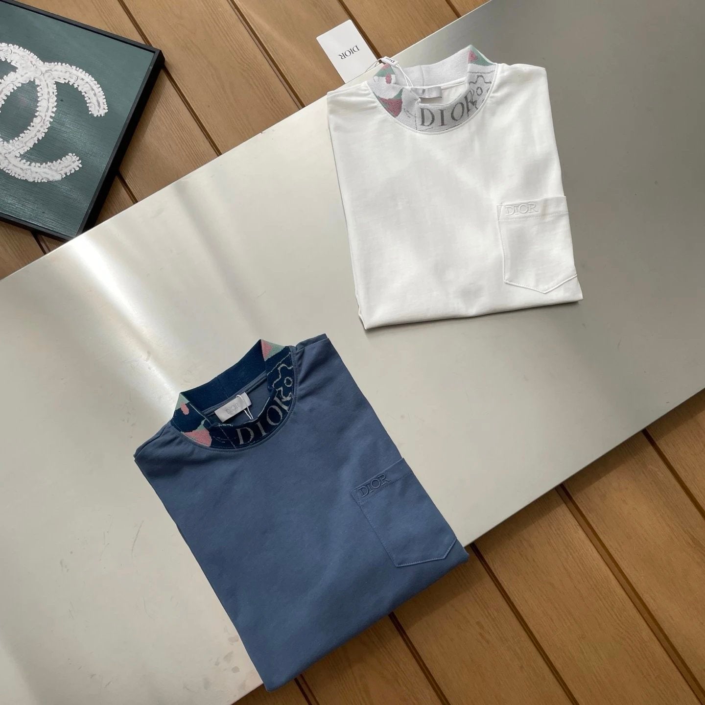 Dior T-shirt Jacquard Collar logo round Neck Short Sleeve25ss New pure cotton T Unisex T-Shirt OS Drop Shoulder Loose Fit Base Shirt Top T-Shirt Short Sleeve