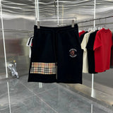 Burberry Shorts Classic Patchwork Embroidery logo Five-point Shorts25ss New Drawstring Casual Summer Pants American Style5Two-in-One Casual Sweatpants for Men and Women, Pure Cotton Joggers