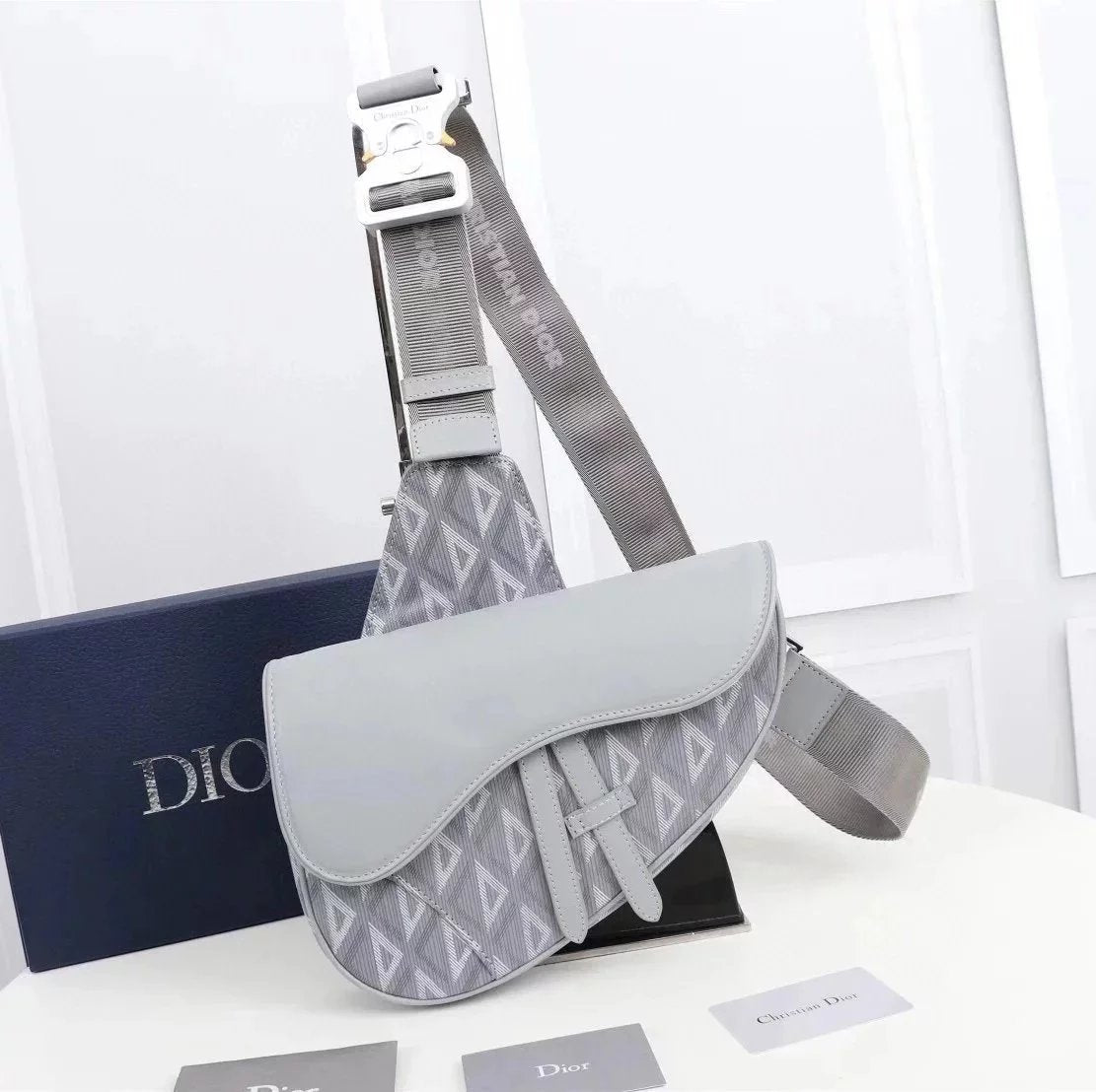 Dior Men's Bag Top version 2022New Men's Bag Women's Bag Saddle Full Logo Three-Dimensional Printing Saddle Bag Shoulder Messenger Bag Chest Bag Waist Bag