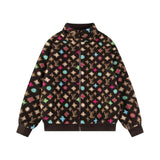 Louis Vuitton LV Jackets 24FW Stand Collar Plush Jacquard Zipper Jacket Coat Unisex Autumn Winter New Sports Casual Loose Versatile