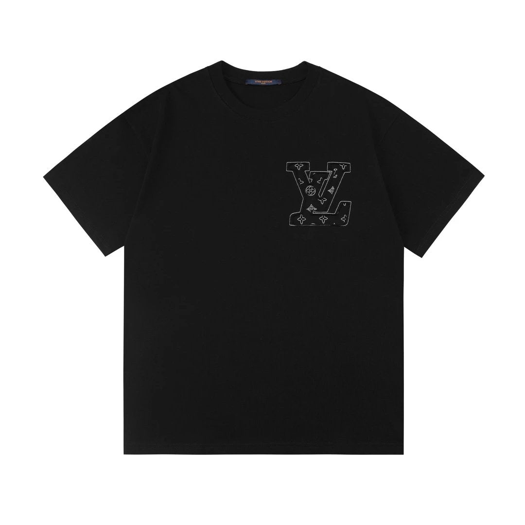 Louis Vuitton LV T-shirt Front Chest Distressed Hollow Letter Embroidery logo round Neck Short Sleeve25ss New Pure Cotton Unisex Style T T-shirt OS Loose Fit Base Shirt Half Sleeve T-Shirt Top Half Sleeve