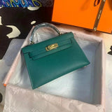 Hermes women's bag Top version New Women's Bag Minikellyll Kelly Bag Second Generation Epsom Leather Handmade Wax Line19cm