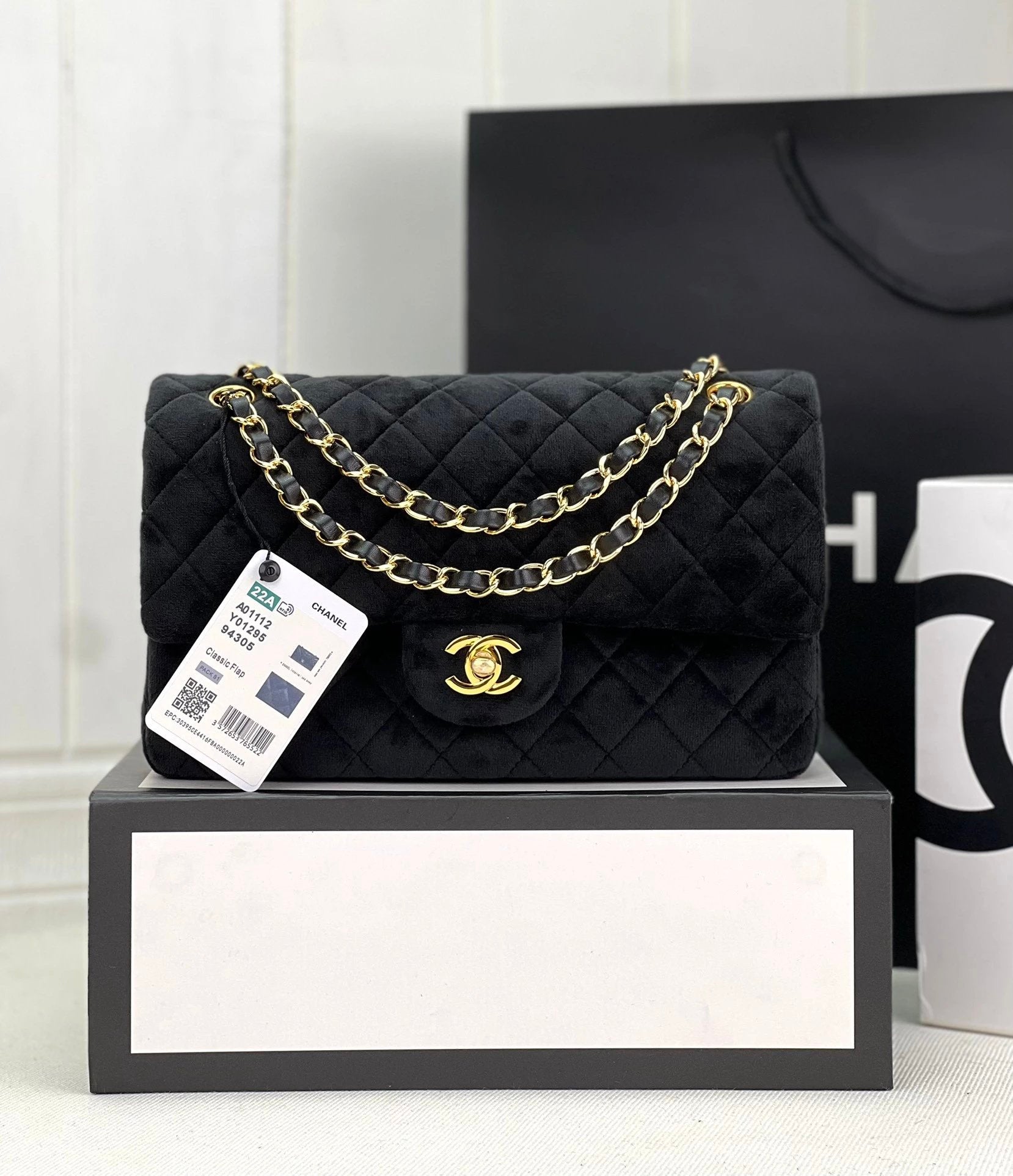 Chanel Women's Bag Top version 【Original Factory】New autumn/winter23B Coarse woolen CF Large Woolen Mouth Cover mini Houndstooth CoCo Bag Soft Woolen New Woolen Women's Bag111220cm