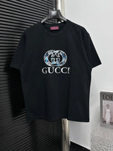 Gucci T-shirt Double-breasted G Letters logo round Neck Short Sleeve25ss New pure cotton T Unisex T-Shirt OS Loose Fit Base Shirt Top Half Sleeve T-Shirt
