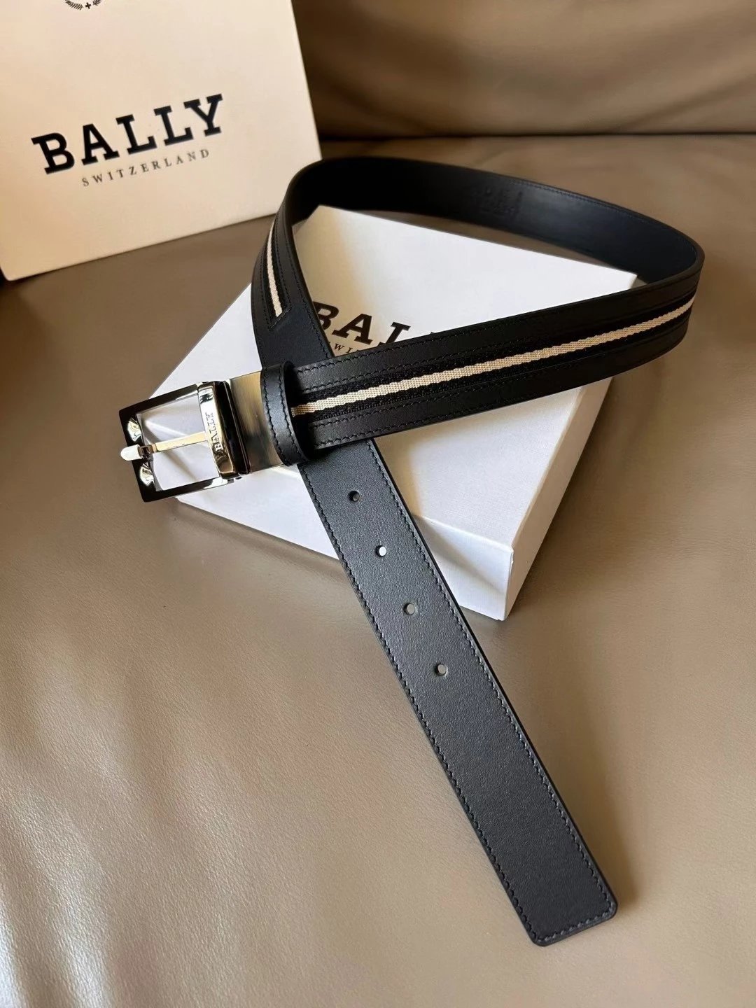 Bally Belt Top version Original Single Belt Counter New Men's Double-Sided Casual Business Belt Wide3.4cm Double-Sided Head Layer Cowhide Belt First Layer Cow Leather Belt Men and Women Business Casual Belt Belt Men's Leather Belt