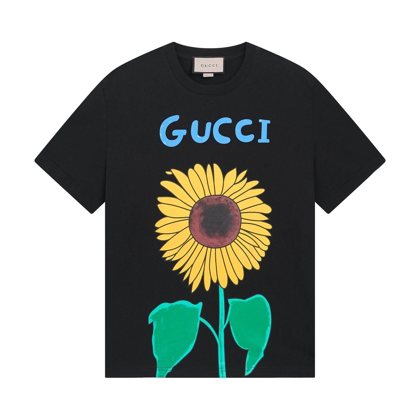 Gucci T-shirt Sunflower Print on the Chest logo round Neck Short Sleeve25ss New pure cotton T Unisex T-Shirt OS Drop Shoulder Loose Fit Base Shirt Top T-Shirt Short Sleeve