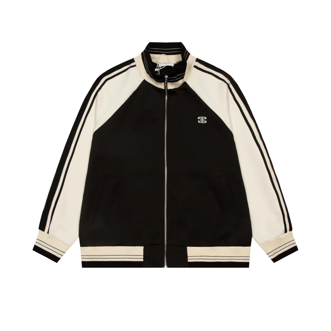 Celine Jackets Embroidered Stand Collar Jacket Zipper Sweatshirt Coat Unisex Autumn Winter New Sports Casual Loose Versatile