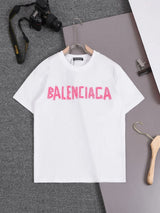 Balenciaga T-shirt Foaming logo round Neck Short Sleeve25ss New Pure Cotton Unisex Style T T-shirt Base Shirt Tee Shirt OS Loose design