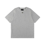 PRADA T-shirt Chest Triangle Mark logo round Neck Short Sleeve25ss New Pure Cotton Unisex Style T Casual T-Shirt Base Layer Shirt OS Loose Fit Half Sleeve Top Plus Size